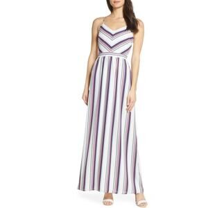 CHARLES HENRY Cami Maxi Dress Chevron Stripe NWT